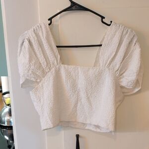 Elegant White Textured Women's Top